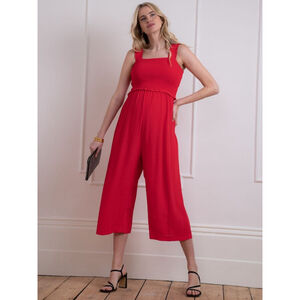 Seraphine Red Maternity Nursing Jumpsuit Shirred Bodice – Lift-Up